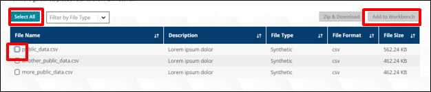 Figure 2: Selection Functionality and Zip & Download Link