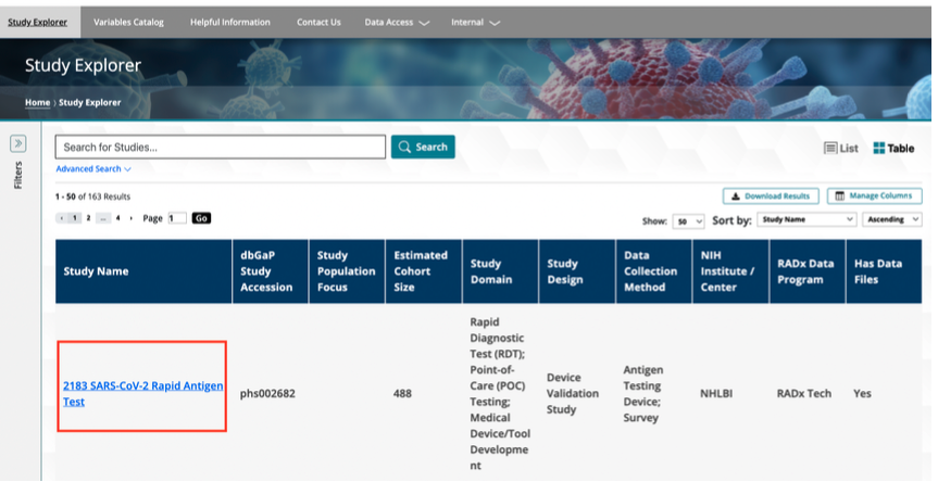 Figure 2: Study Name in Study Explorer