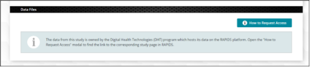 Figure 3: How to Request Access button in Data Files Section