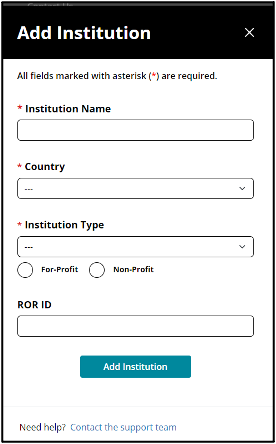 Figure 4: Add Institution Form