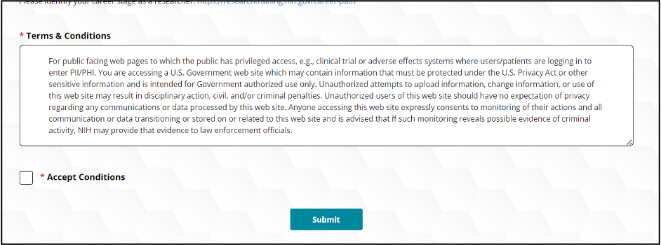 Figure 5: Terms & Conditions