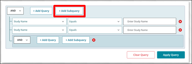 Figure 7: Add Subquery Button